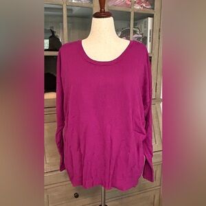 Lane Bryant fuchsia round neck long sleeve seamed sweater - 18/20W